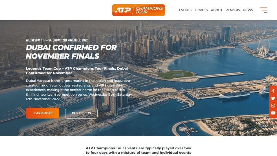 ATP Champions Tour website